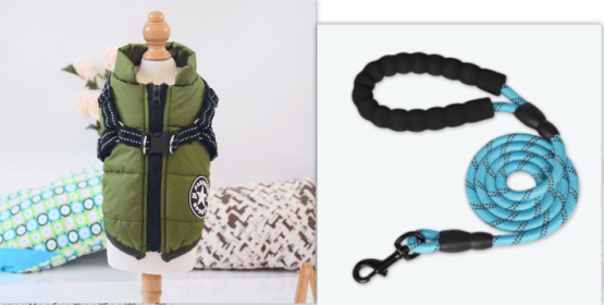 Waterproof Dog Clothes Winter Dog Coat With Harness Warm Pet Clothing Big Dog Jacket Chihuahua Labrador Coat Costume (Option: Army Green-XL)
