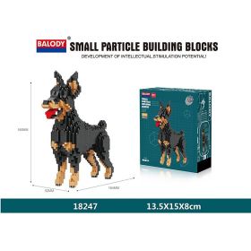 Cartoon Dog Building Blocks Mini Dachshund Poodle Doberman Model Children's Toy Gift Dog Pet Building Blocks (Color: 18247)