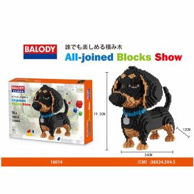 Cartoon Dog Building Blocks Mini Dachshund Poodle Doberman Model Children's Toy Gift Dog Pet Building Blocks (Color: 16014)