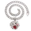 Personality Roaring Big Mouth Dog Head Cuban Solid Full Zircon Hip Hop Necklace