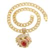Personality Roaring Big Mouth Dog Head Cuban Solid Full Zircon Hip Hop Necklace