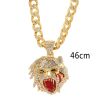 Personality Roaring Big Mouth Dog Head Cuban Solid Full Zircon Hip Hop Necklace