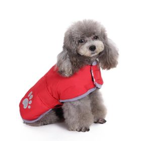 Reflective Dog Cotton Clothes Winter (Option: DZ148 Red Two Sided Wear-L)