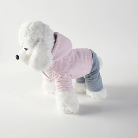 Corduroy Pet Four-legged Hooded Fleece Lined Coat (Option: Pink Corduroy-XXL)
