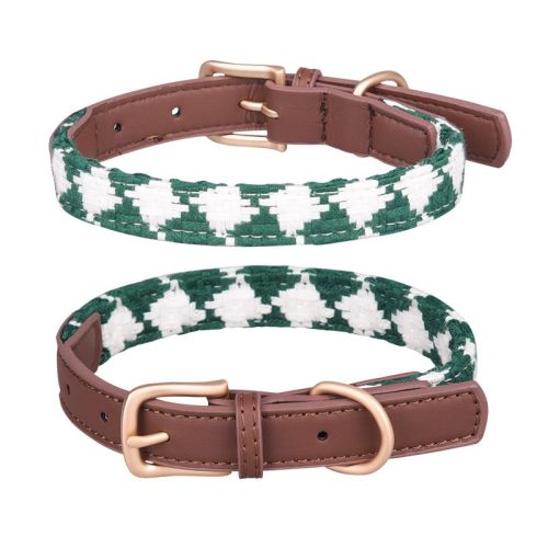 Soft Woven Prismatic Plaid Dog Collar